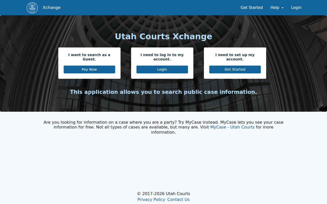 Holladay resident lookup using the Utah Courts Xchange case search