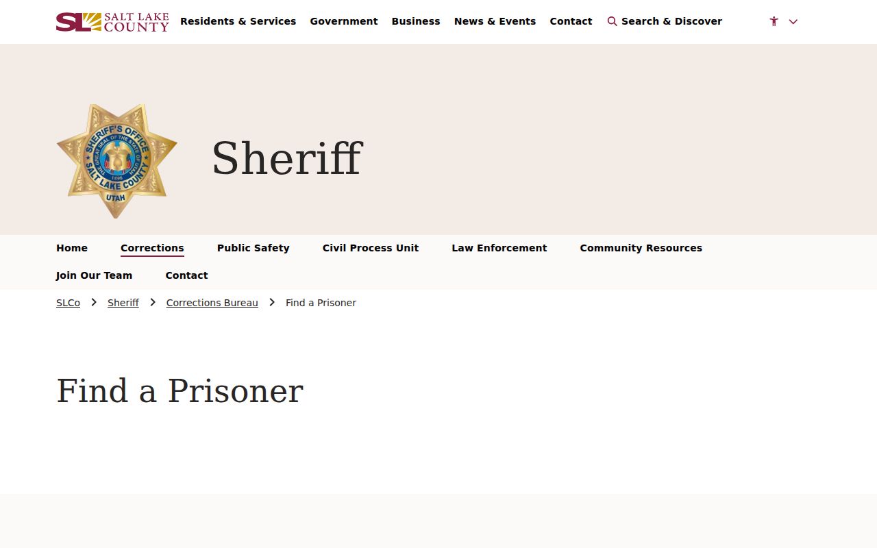Holladay resident lookup through Salt Lake County jail search routing