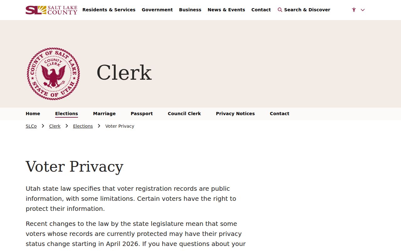 Holladay neighbors lookup and voter privacy information